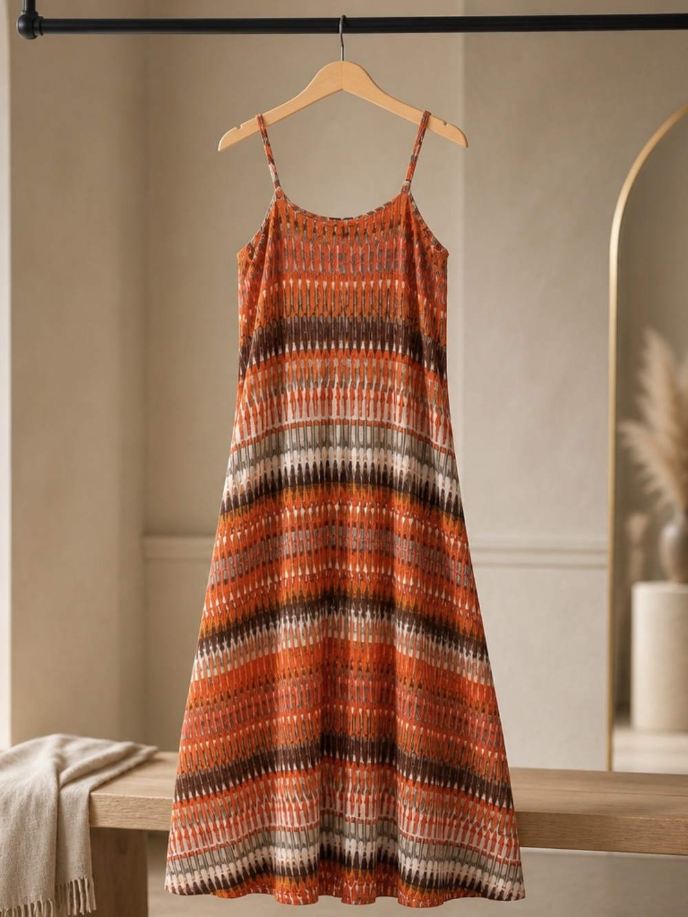 Cynthia Rowley Orange Striped Maxi Slip Dress - Picture 1 of 4